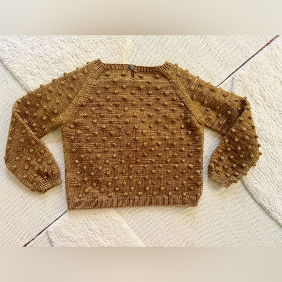 Misha & Puff Wool Bronze Brown Spun Gold Rose Popcorn Mock Neck Sweater PCP 7-8y - Picture 5 of 12